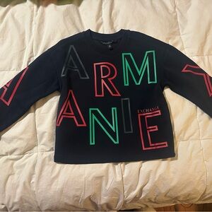 Armani Exchange Dark Blue Sweatshirt with Colorful Accents
